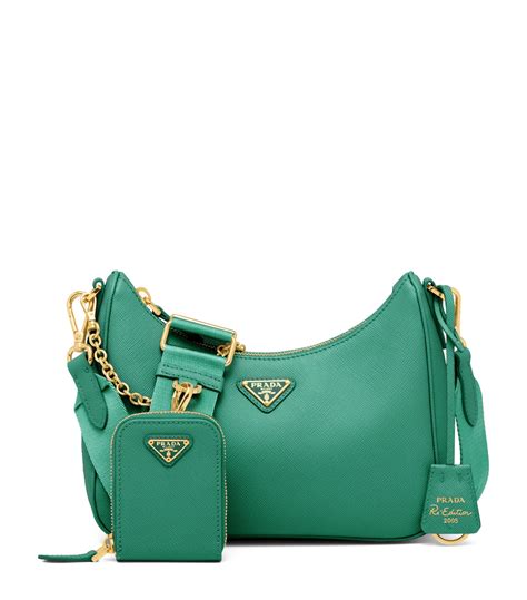 prada green saffiano medium handbag bag with shoulder strap|Prada saffiano outlet.